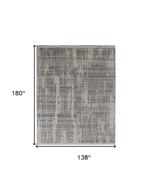 Homeroots 12' X 15' Gray And Ivory Wool Abstract Hand Knotted Worn Faded Area Rug Gray Wool 566426