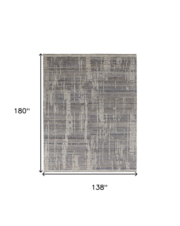 Homeroots 12' X 15' Gray And Ivory Wool Abstract Hand Knotted Worn Faded Area Rug Gray Wool 566426