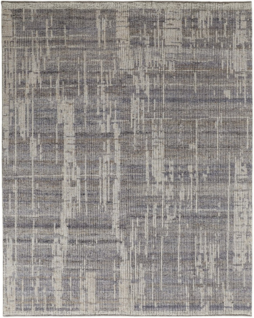 HomeRoots 4' Gray and Ivory Abstract Wool Area Rug - Hand-Knotted Vintage-Inspired Design for Cozy Spaces 12' X 15' 566426