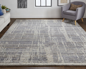 Homeroots 2' X 3' Gray And Ivory Wool Abstract Hand Knotted Worn Faded Area Rug Gray Wool 566427