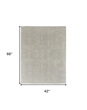 HomeRoots 4' Timeless Tan and Ivory Hand-Knotted Wool Area Rug for Cozy Homes, Durable and Easy to Maintain 4' X 6' 566435