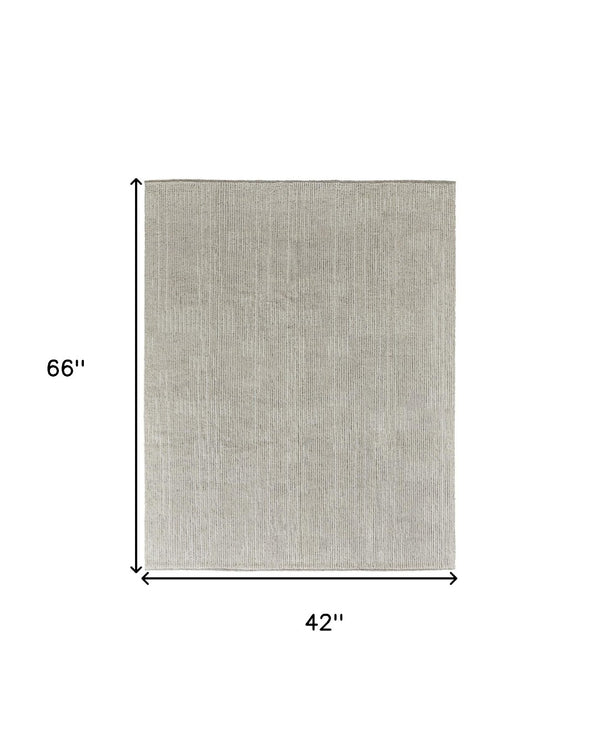 HomeRoots 4' Timeless Tan and Ivory Hand-Knotted Wool Area Rug for Cozy Homes, Durable and Easy to Maintain 4' X 6' 566435