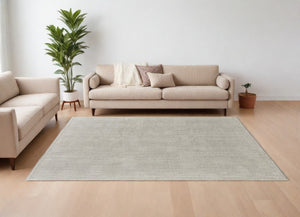 HomeRoots 4' Timeless Tan and Ivory Hand-Knotted Wool Area Rug for Cozy Homes, Durable and Easy to Maintain 8' X 10' 566437