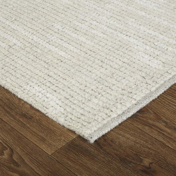 HomeRoots 4' Timeless Tan and Ivory Hand-Knotted Wool Area Rug for Cozy Homes, Durable and Easy to Maintain 8' X 12' 566438