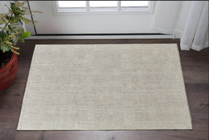 HomeRoots 4' Timeless Tan and Ivory Hand-Knotted Wool Area Rug for Cozy Homes, Durable and Easy to Maintain 2' X 3' 566441
