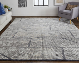 Homeroots 8' X 10' Gray And Silver Wool Abstract Hand Knotted Worn Faded Area Rug Gray Wool 566444