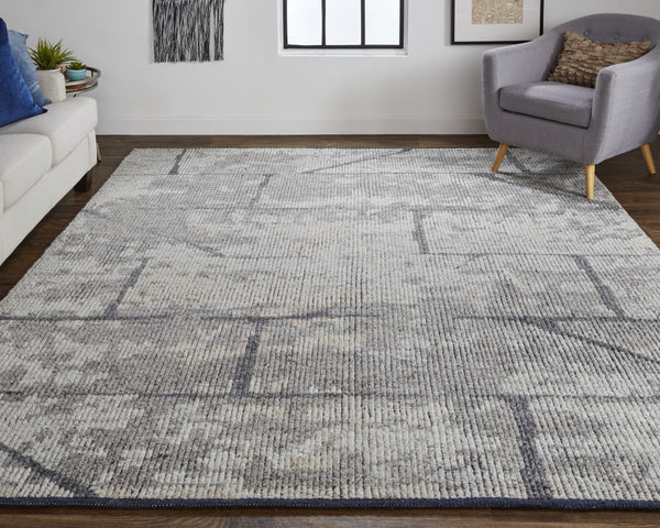 Homeroots 8' X 10' Gray And Silver Wool Abstract Hand Knotted Worn Faded Area Rug Gray Wool 566444