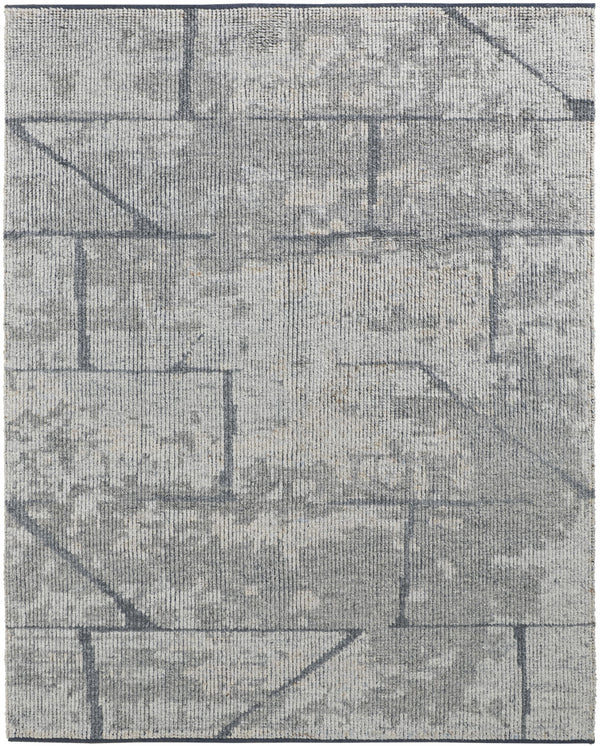 Homeroots 8' X 10' Gray And Silver Wool Abstract Hand Knotted Worn Faded Area Rug Gray Wool 566444