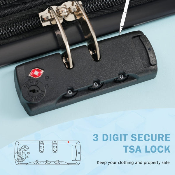 English Elm Luggage Set 5 Piece Abs Hardside Expandable Spinner Wheels Tsa Lock Travel Bags Light Blue N732P326115N