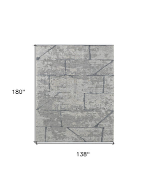 Homeroots 12' X 15' Gray And Silver Wool Abstract Hand Knotted Worn Faded Area Rug Gray Wool 566447