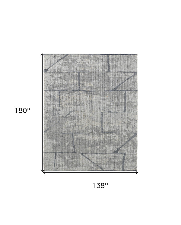 Homeroots 12' X 15' Gray And Silver Wool Abstract Hand Knotted Worn Faded Area Rug Gray Wool 566447