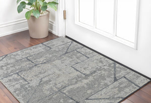Homeroots 2' X 3' Gray And Silver Wool Abstract Hand Knotted Worn Faded Area Rug Gray Wool 566448