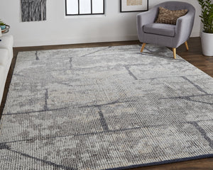 Homeroots 2' X 3' Gray And Silver Wool Abstract Hand Knotted Worn Faded Area Rug Gray Wool 566448