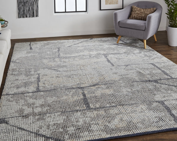 Homeroots 2' X 3' Gray And Silver Wool Abstract Hand Knotted Worn Faded Area Rug Gray Wool 566448