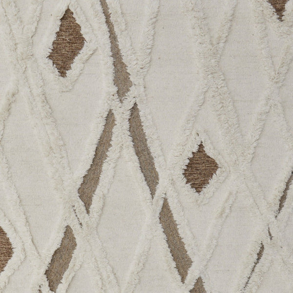 HomeRoots 4' Wool Geometric Area Rug in Ivory, Taupe & Brown - Hand-Tufted, Soft, Durable, Stylish Design 4' X 6' 566449