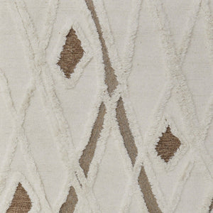 HomeRoots 4' Wool Geometric Area Rug in Ivory, Taupe & Brown - Hand-Tufted, Soft, Durable, Stylish Design 5' X 8' 566450