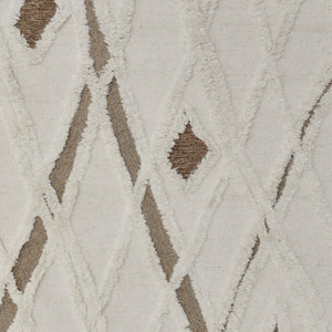 HomeRoots 4' Wool Geometric Area Rug in Ivory, Taupe & Brown - Hand-Tufted, Soft, Durable, Stylish Design 8' X 10' 566451