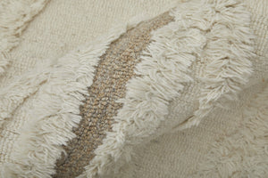 HomeRoots 4' Wool Geometric Area Rug in Ivory, Taupe & Brown - Hand-Tufted, Soft, Durable, Stylish Design 9' X 12' 566452