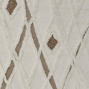 HomeRoots 4' Wool Geometric Area Rug in Ivory, Taupe & Brown - Hand-Tufted, Soft, Durable, Stylish Design 10' X 14' 566453