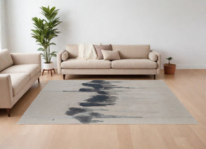 HomeRoots 4' Modern Abstract Hand-Tufted Area Rug in Gray, Ivory, and Blue - Calming Elegance for Any Room 10' X 14' 566460
