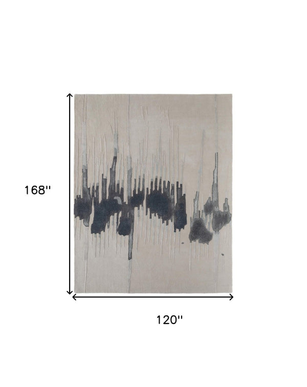 HomeRoots 4' Modern Abstract Hand-Tufted Area Rug in Gray, Ivory, and Blue - Calming Elegance for Any Room 10' X 14' 566460