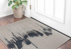 HomeRoots 4' Modern Abstract Hand-Tufted Area Rug in Gray, Ivory, and Blue - Calming Elegance for Any Room 2' X 3' 566462