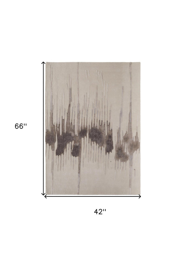 HomeRoots 4' Modern Abstract Hand-Tufted Area Rug in Gray, Ivory, and Blue - Calming Elegance for Any Room 4' X 6' 566463