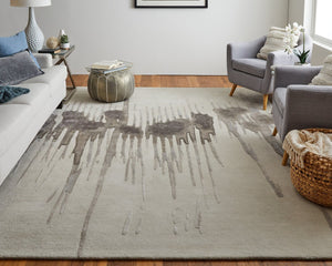 HomeRoots 4' Modern Abstract Hand-Tufted Area Rug in Gray, Ivory, and Blue - Calming Elegance for Any Room 5' X 8' 566464
