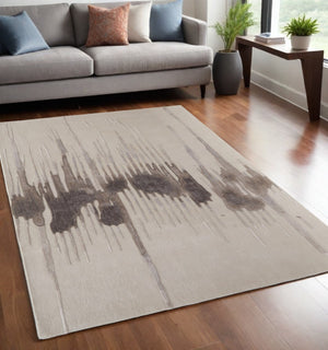 HomeRoots 4' Modern Abstract Hand-Tufted Area Rug in Gray, Ivory, and Blue - Calming Elegance for Any Room 5' X 8' 566464