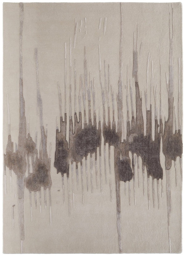 HomeRoots 4' Modern Abstract Hand-Tufted Area Rug in Gray, Ivory, and Blue - Calming Elegance for Any Room 9' X 12' 566466