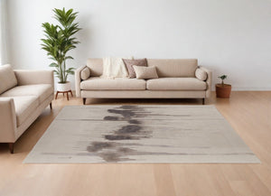 HomeRoots 4' Modern Abstract Hand-Tufted Area Rug in Gray, Ivory, and Blue - Calming Elegance for Any Room 10' X 14' 566467