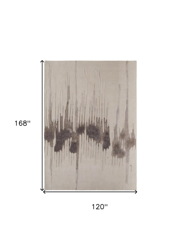 HomeRoots 4' Modern Abstract Hand-Tufted Area Rug in Gray, Ivory, and Blue - Calming Elegance for Any Room 10' X 14' 566467