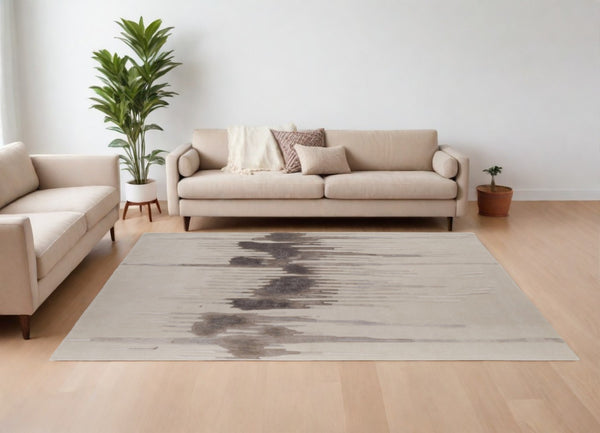 HomeRoots 4' Modern Abstract Hand-Tufted Area Rug in Gray, Ivory, and Blue - Calming Elegance for Any Room 12' X 15' 566468