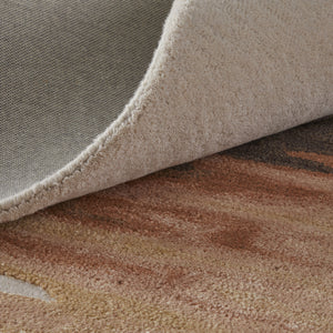 Homeroots 5' X 8' Tan Brown And Orange Abstract Hand Tufted Area Rug Red Wool Blend 566471