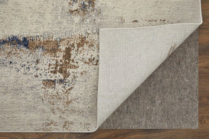 Feizy Rugs Clio Abstract Expressionist Rug – High-low Pile, Luxurious Textures, Machine Made For Elegant Spaces Ivory,Blue,Brown Polypropylene Clo39lxfivyblup00