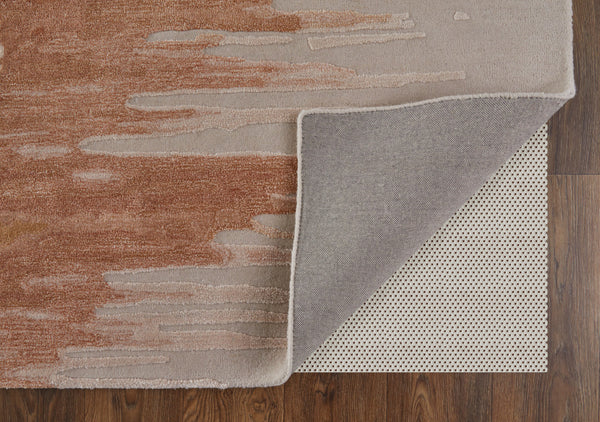 Homeroots 10' X 14' Tan Brown And Orange Abstract Hand Tufted Area Rug Red Wool Blend 566474