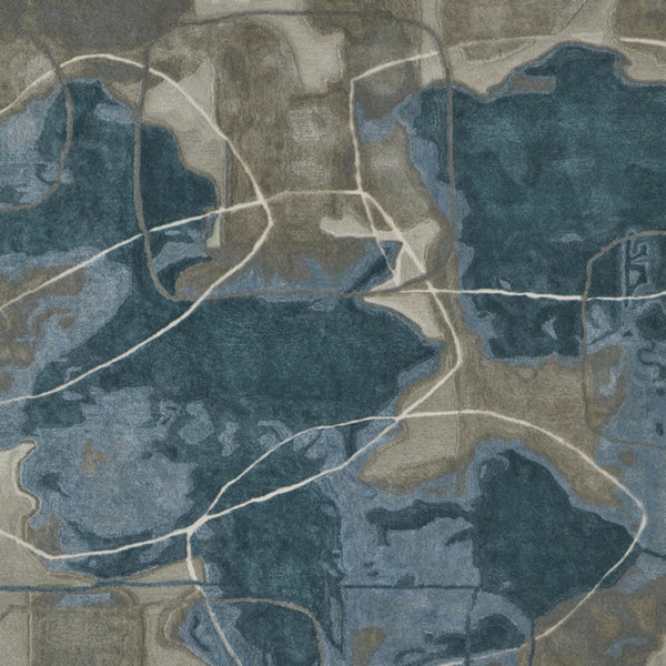 HomeRoots 4' Stylish Blue and Gray Abstract Hand-Tufted Area Rug for Modern Living Room Comfort and Elegance 4' X 6' 566477