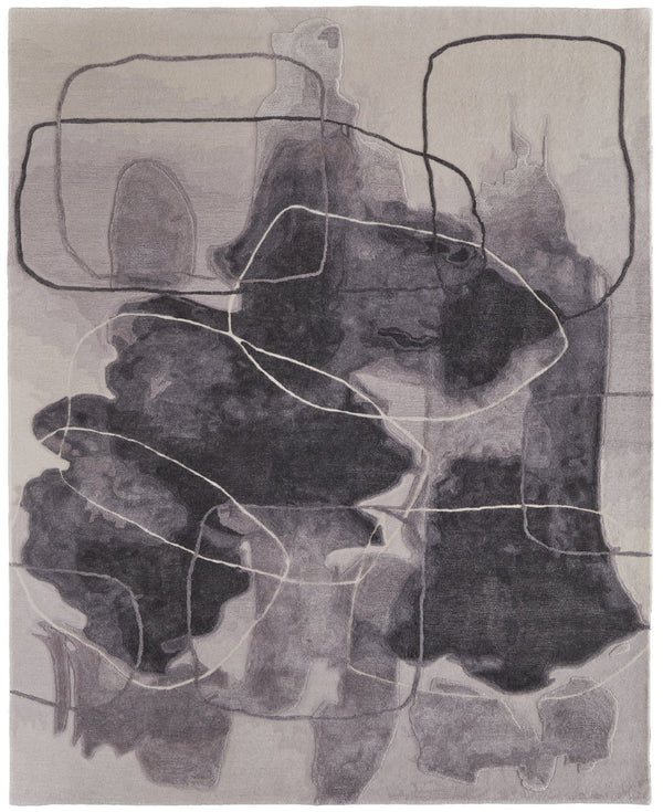 HomeRoots 4' Stylish Blue and Gray Abstract Hand-Tufted Area Rug for Modern Living Room Comfort and Elegance 5' X 8' 566478
