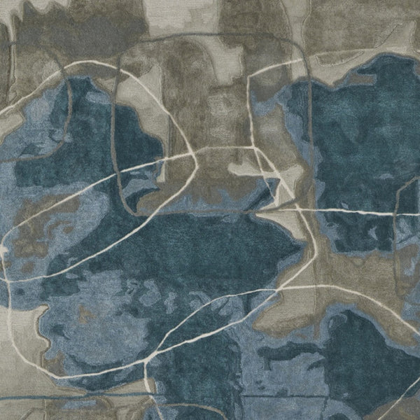 HomeRoots 4' Stylish Blue and Gray Abstract Hand-Tufted Area Rug for Modern Living Room Comfort and Elegance 8' X 10' 566479