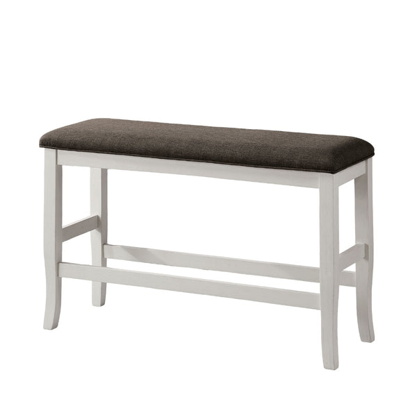 English Elm Counter Counter Height Bench Modern Farmhouse Two-Tone White Wood Dark Gray Padded Seat 41" B2741P367165