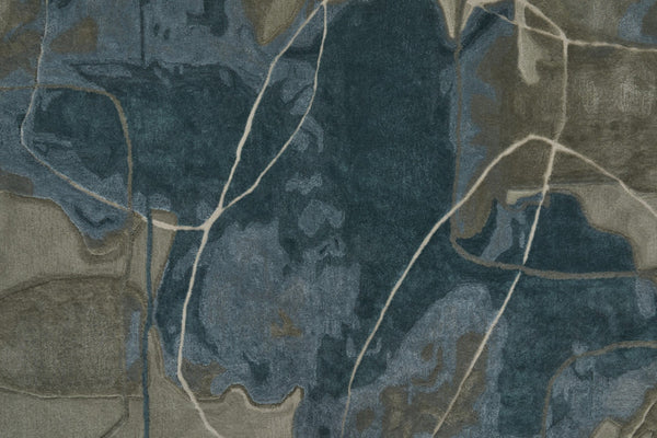 HomeRoots 4' Stylish Blue and Gray Abstract Hand-Tufted Area Rug for Modern Living Room Comfort and Elegance 9' X 12' 566480