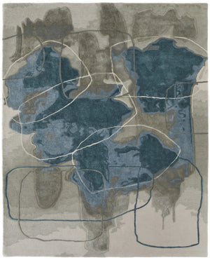 HomeRoots 4' Stylish Blue and Gray Abstract Hand-Tufted Area Rug for Modern Living Room Comfort and Elegance 9' X 12' 566480