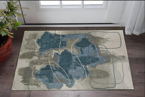HomeRoots 4' Stylish Blue and Gray Abstract Hand-Tufted Area Rug for Modern Living Room Comfort and Elegance 2' X 3' 566483