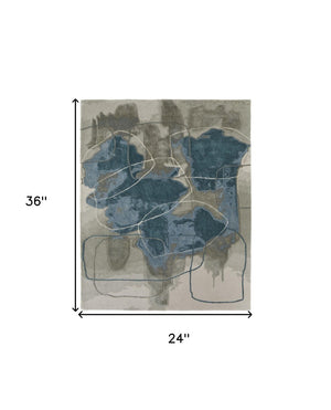 HomeRoots 4' Stylish Blue and Gray Abstract Hand-Tufted Area Rug for Modern Living Room Comfort and Elegance 2' X 3' 566483