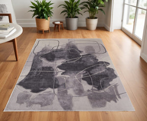 HomeRoots 4' Stylish Blue and Gray Abstract Hand-Tufted Area Rug for Modern Living Room Comfort and Elegance 4' X 6' 566484