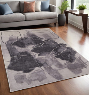 HomeRoots 4' Stylish Blue and Gray Abstract Hand-Tufted Area Rug for Modern Living Room Comfort and Elegance 5' X 8' 566485