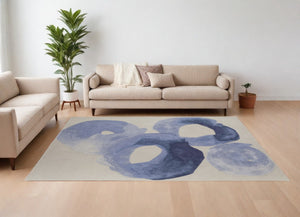 HomeRoots 4' Blue and Ivory Abstract Hand-Tufted Area Rug – Soft, Durable, Contemporary Design for Any Room 10' X 14' 566495