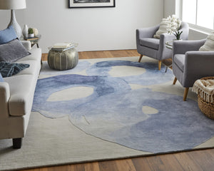 HomeRoots 4' Blue and Ivory Abstract Hand-Tufted Area Rug – Soft, Durable, Contemporary Design for Any Room 2' X 3' 566497