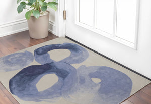 HomeRoots 4' Blue and Ivory Abstract Hand-Tufted Area Rug – Soft, Durable, Contemporary Design for Any Room 2' X 3' 566497