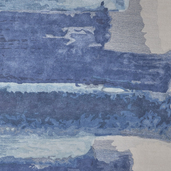 Homeroots 5' X 8' Blue And Ivory Abstract Hand Tufted Area Rug Blue Wool Blend 566499